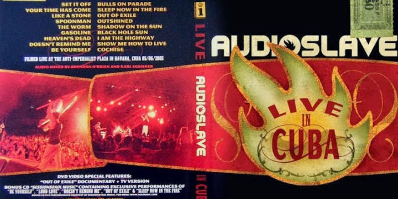 Capa do DVD gravado ao vivo em Cuba. O repertório foi uma ponte entre gerações e ideologias, incluindo hinos do Audioslave como "Cochise", "Like a Stone" e "Show Me How to Live", além de clássicos do Soundgarden ("Black Hole Sun") e do Rage Against the Machine ("Killing in the Name", "Bulls on Parade").