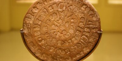 O Disco de Phaistos é um dos artefatos arqueológicos mais enigmáticos e estudados da história, datado aproximadamente do século XVII a.C. Descoberto em 1908 no palácio minoico de Phaistos, na ilha de Creta, o disco é uma peça única, composta de argila, com um diâmetro de cerca de 15 centímetros, e coberto com símbolos impressos em espiral em ambos os lados. A sua função, origem e o significado dos símbolos permanecem desconhecidos, tornando-o um dos maiores mistérios da arqueologia.