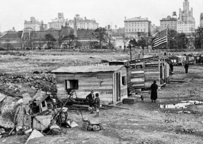 As Hoovervilles foram assentamentos improvisados que surgiram nos Estados Unidos durante a Grande Depressão, na década de 1930.