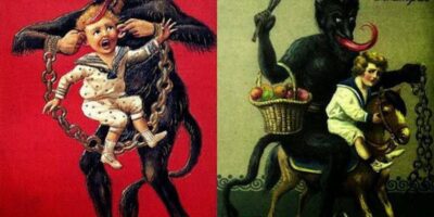 Krampus é uma figura mitológica do folclore alpino, frequentemente descrita como uma criatura demoníaca que acompanha São Nicolau durante a época do Natal.