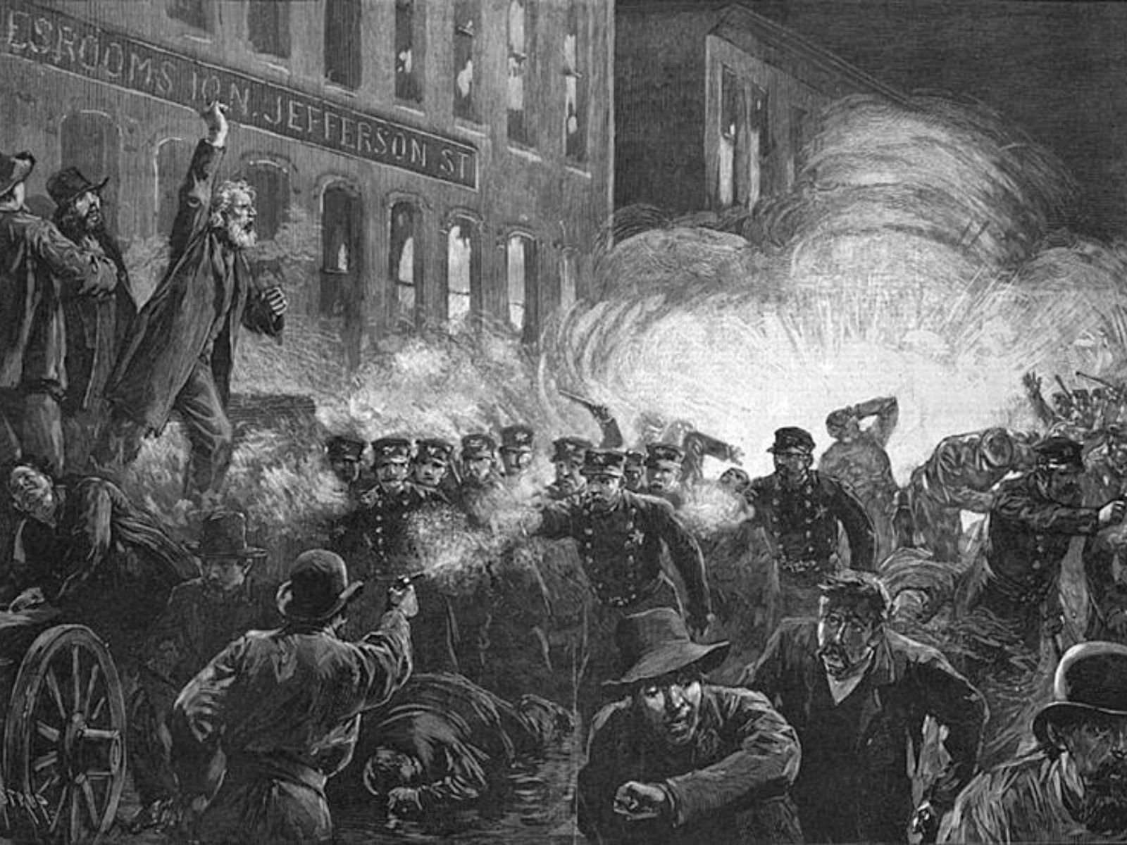 Ilustração do massacre de Haymarket por Harper’s Weekly, 15 de maio de 1886.