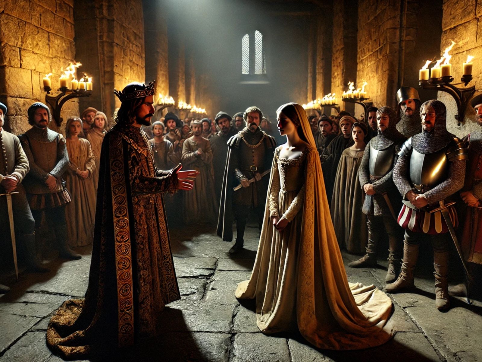 A imagem do artigo representa a “prima nocta” durante a Idade Média, de acordo com os escritos históricos. Em um salão de castelo de pedra pouco iluminado, um senhor feudal reivindica o direito de passar a primeira noite com uma noiva recém-casada, que aparenta estar angustiada. A cena inclui guardas em armaduras da época, o noivo aflito e alguns nobres observando. A imagem do artigo representa a "prima nocta" durante a Idade Média, de acordo com os escritos históricos. Em um salão de castelo de pedra pouco iluminado, um senhor feudal reivindica o direito de passar a primeira noite com uma noiva recém-casada, que aparenta estar angustiada. A cena inclui guardas em armaduras da época, o noivo aflito e alguns nobres observando.